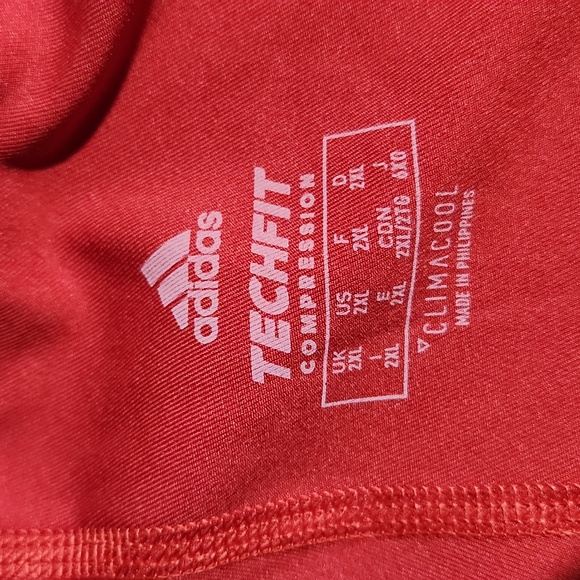 Men's Red  Adidas TECHFIT compression shorts climacool NWT 2XL- sportswear - Picture 5 of 6